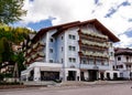 Typical alpine hotel `Genziana`. Ortisei Sankt Ulrich, Italy