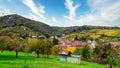 typical Alsatian village in middle of the vineyards Royalty Free Stock Photo