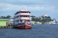 Typical Amazon wooden boat on Rio Negro in Manaus, Brazil