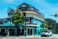 Typical american beach buildings on sunny summer day in charleston