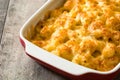 Typical American macaroni and cheese on wooden table Royalty Free Stock Photo