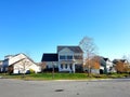 typical American residential neighborhood, rows of single-family multi-level homes. USA real estate Royalty Free Stock Photo