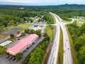 Typical American roadside motel. View from a drone Royalty Free Stock Photo