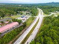Typical American roadside motel. View from a drone Royalty Free Stock Photo
