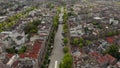 Typical Amsterdam Canal wide View Establisher, Aerial forward, Cloudy