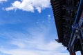 Ancient Chinese buildings and large areas of blue sky