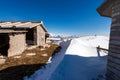 Ancient Stone Cow Shed on Lessinia Plateau in Winter with Snow - Veneto Italy