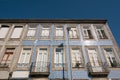 Typical apartment building in Porto, Portugal with traditional azulejos blue tiles.