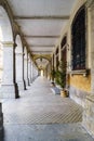 Typical arcades of old houses in the center of the city called B