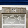 Typical architecture of Algarve building`s house numbers Royalty Free Stock Photo