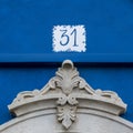 Typical architecture of Algarve building`s house numbers Royalty Free Stock Photo