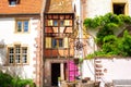 Half-timbered architecture in Riquewihr in Alsace in France Royalty Free Stock Photo