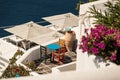 Typical architecture of houses on the island of Santorini in Greece in the Cyclades Royalty Free Stock Photo