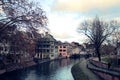 Architecture in waterfront in Alsace Royalty Free Stock Photo