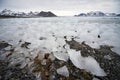 Typical Arctic landscape - ice, fjord, mountains Royalty Free Stock Photo