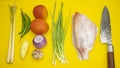 Typical Asian food ingredients and preparation for cooking fish Royalty Free Stock Photo