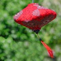 Chinese - vietnamese lampion in red with white ornaments Royalty Free Stock Photo