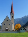 Typical austrian church in the village of Berwang, Tyrol Royalty Free Stock Photo