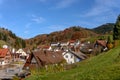 Typical, authentic village cozy houses of the countryside in the Germany autumn