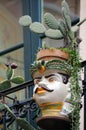 Typical balcony decoration with pottery in Taormina, Sicily
