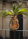 Typical balcony flower pots in the form of a man head in Sicilia, Italy Royalty Free Stock Photo