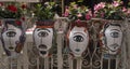 Typical balcony pots painted with human heads in Sicilia, Italy Royalty Free Stock Photo