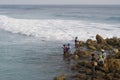 Typical Balinese Fishermen at Melasti Beach Royalty Free Stock Photo