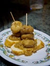 Typical Basque Pincho, Mushrooms in Sauce