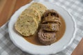 Typical Bavarian beef roll with dumplings Royalty Free Stock Photo