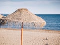 Typical beach umbrella in Torremolinos, Spain