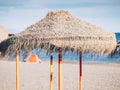 Typical beach umbrella in Torremolinos, Spain