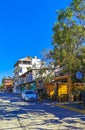 Typical beautiful colorful tourist street sidewalk city Puerto Escondido Mexico