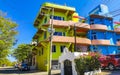 Typical beautiful colorful tourist street sidewalk city Puerto Escondido Mexico