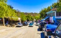 Typical beautiful colorful tourist street sidewalk city Puerto Escondido Mexico