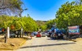 Typical beautiful colorful tourist street sidewalk city Puerto Escondido Mexico