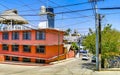 Typical beautiful colorful tourist street sidewalk city Puerto Escondido Mexico