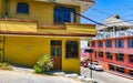 Typical beautiful colorful tourist street sidewalk city Puerto Escondido Mexico