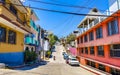 Typical beautiful colorful tourist street sidewalk city Puerto Escondido Mexico