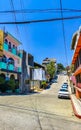 Typical beautiful colorful tourist street sidewalk city Puerto Escondido Mexico