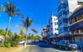 Typical beautiful colorful tourist street sidewalk city Puerto Escondido Mexico