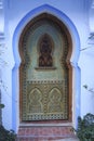 Typical beautiful door in blue city of Chefchaouen, Morocco. Royalty Free Stock Photo