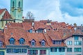 Typical Bernese houses with red tiles roofs, Switzerland Royalty Free Stock Photo