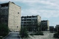 Typical block buildings in one of the districts of town