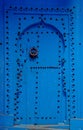 Typical blue ancient arabic style door Royalty Free Stock Photo