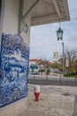 Tile in the city market overlooking the Republic garden, SantarÃ©m PORTUGAL