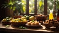 Typical Brazilian food illuminated by a window