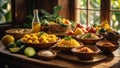 Typical Brazilian food illuminated by a window