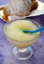 Typical breakfast of southern Italy with lemon granita and brioc Royalty Free Stock Photo