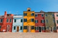 Typical brightly colored houses of Burano, Venice lagoon, Italy. Royalty Free Stock Photo