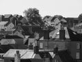 Typical British city roofscape, black and white Royalty Free Stock Photo